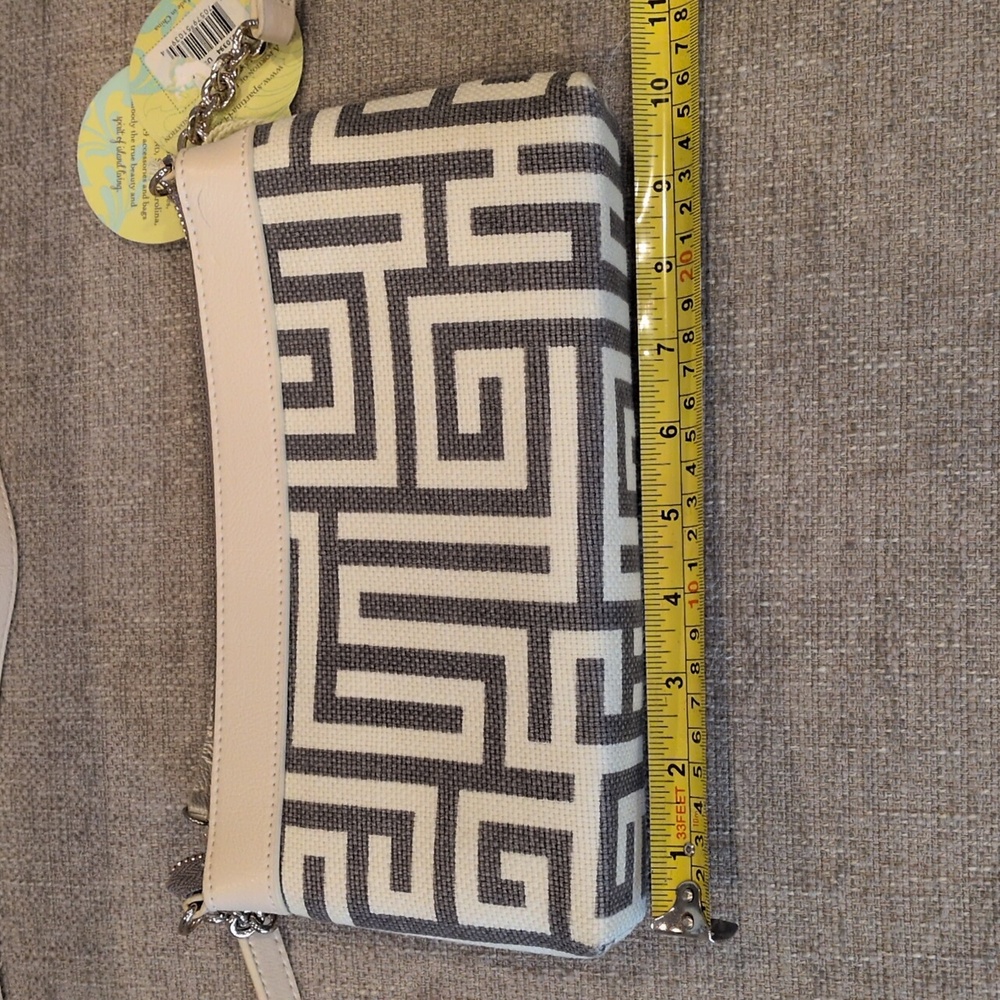 Spartina 449 De Renne East West Hipster Cream and Gray Crossbody Bag - Picture 6 of 14